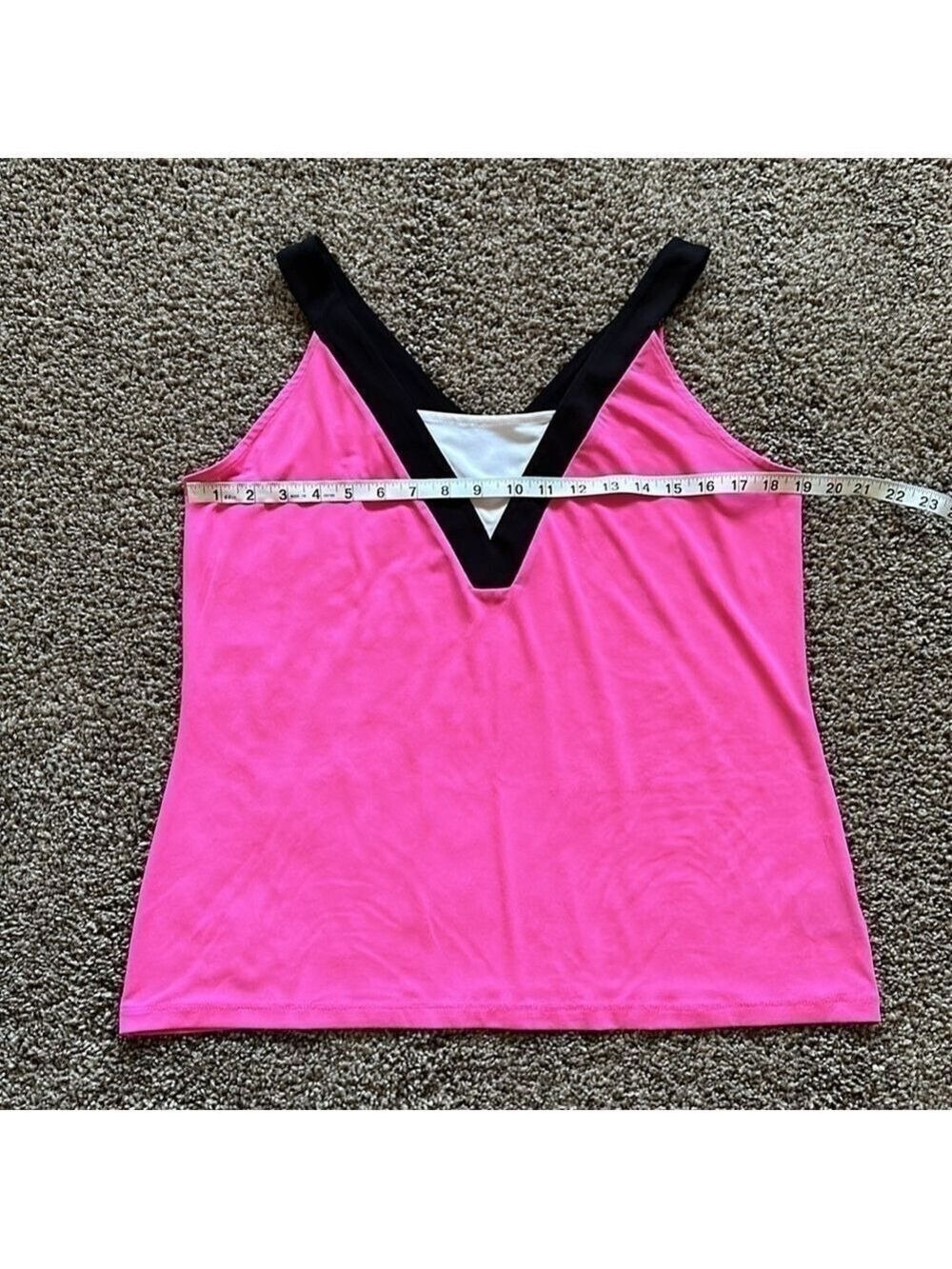 *5 for $45* Worthington v-neck/back tank blouse pink black large - Picture 5 of 6